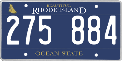 RI license plate 275884