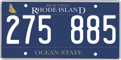 RI license plate 275885