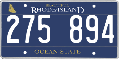 RI license plate 275894
