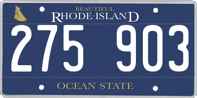RI license plate 275903