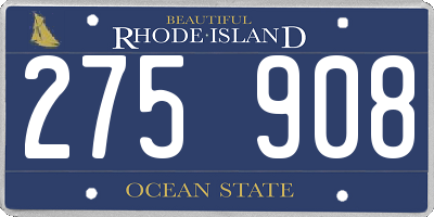 RI license plate 275908