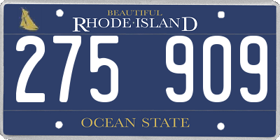 RI license plate 275909