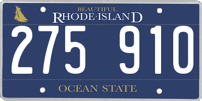 RI license plate 275910