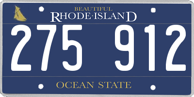 RI license plate 275912