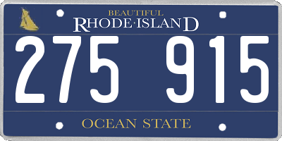 RI license plate 275915