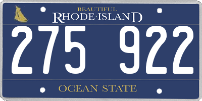 RI license plate 275922