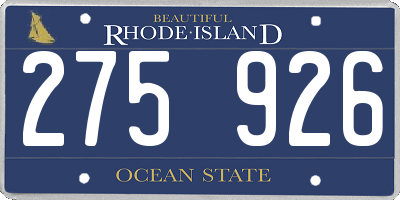 RI license plate 275926