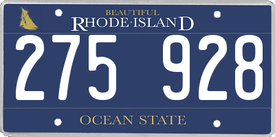 RI license plate 275928