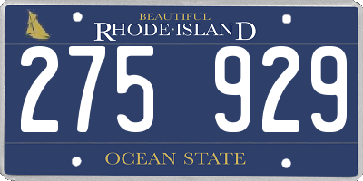 RI license plate 275929