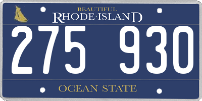 RI license plate 275930