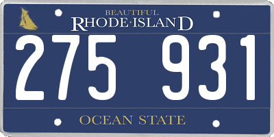 RI license plate 275931