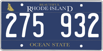 RI license plate 275932
