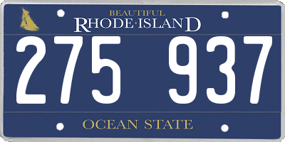 RI license plate 275937