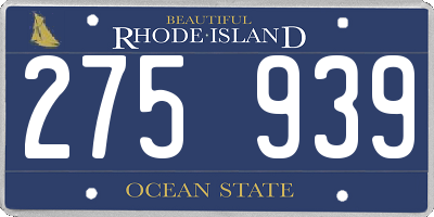 RI license plate 275939