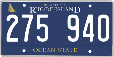 RI license plate 275940