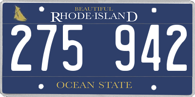 RI license plate 275942
