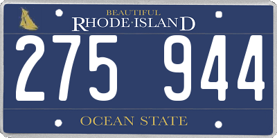 RI license plate 275944