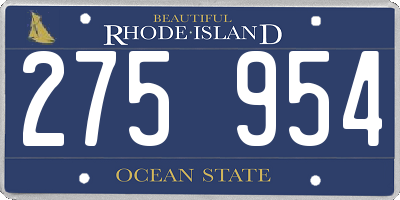 RI license plate 275954