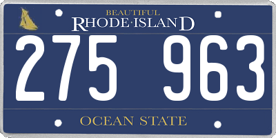 RI license plate 275963