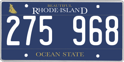 RI license plate 275968