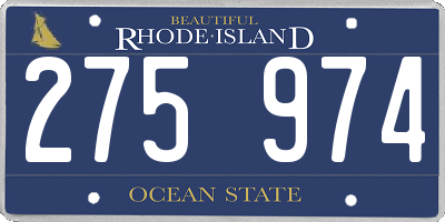 RI license plate 275974