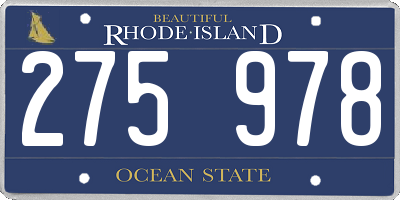 RI license plate 275978