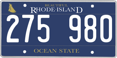 RI license plate 275980