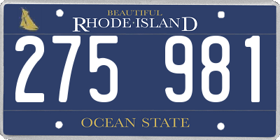 RI license plate 275981