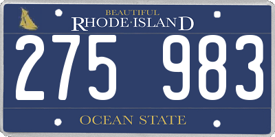 RI license plate 275983
