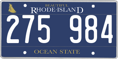 RI license plate 275984
