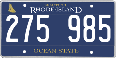 RI license plate 275985