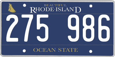 RI license plate 275986