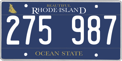 RI license plate 275987