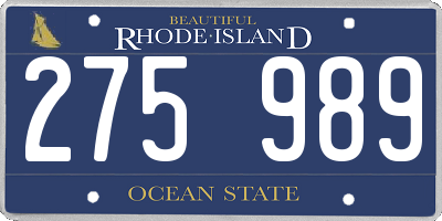 RI license plate 275989