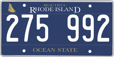 RI license plate 275992