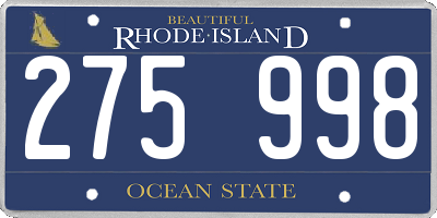RI license plate 275998