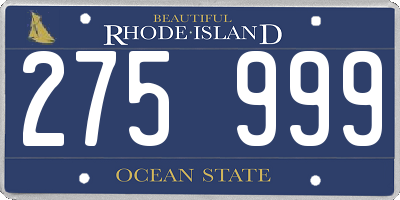RI license plate 275999
