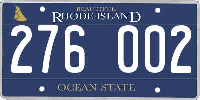 RI license plate 276002