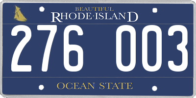 RI license plate 276003