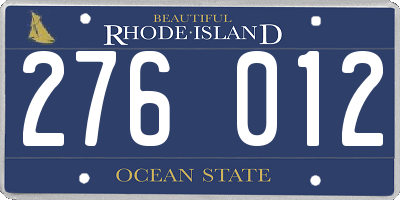 RI license plate 276012