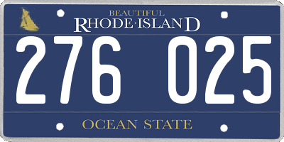 RI license plate 276025