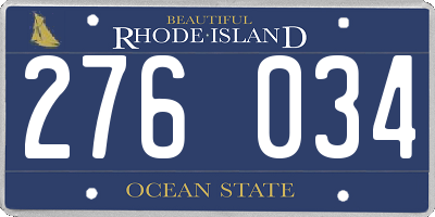 RI license plate 276034