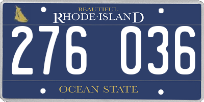 RI license plate 276036