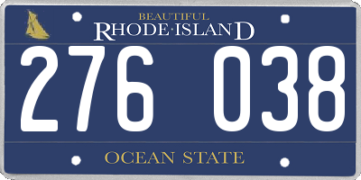 RI license plate 276038