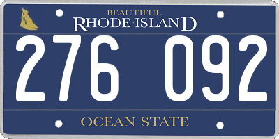 RI license plate 276092