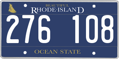 RI license plate 276108