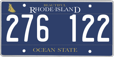 RI license plate 276122
