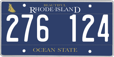 RI license plate 276124