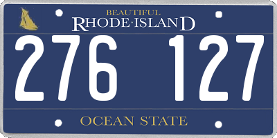RI license plate 276127