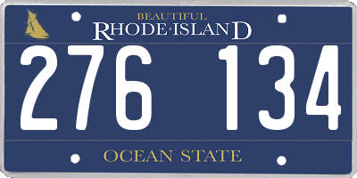 RI license plate 276134